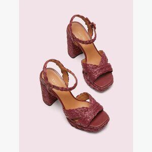 Kate Spade Disco Raffia Platform Sandals in Pinot Noir Size 9.5